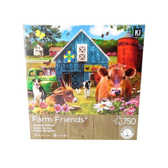 KI FARM FRIENDS Jigsaw Puzzle 750 Pieces Rooster Hollow Karen Burke COMPLETE - Picture 1 of 7